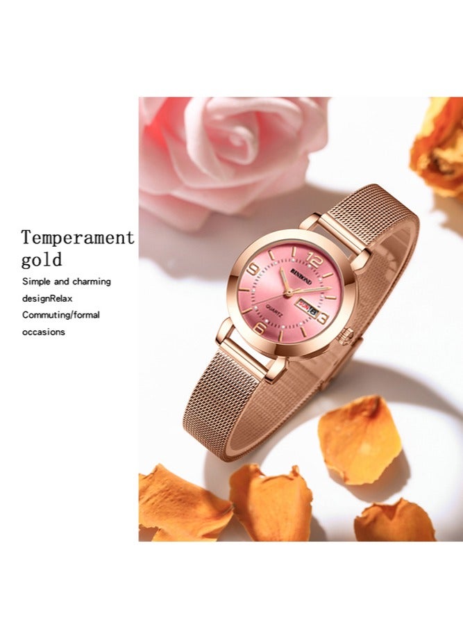 BINBOND Women's Steel Strap Quartz Watch Waterproof Elegant Watch Ladies Gifts - Image 1