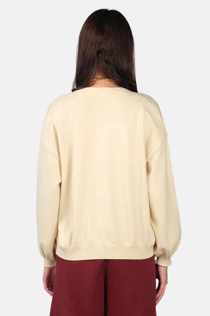 Virgio  Self Design Viscose Lurex Relaxed Fit Open Knit Cardigan for Women for Women | Best Price UAE