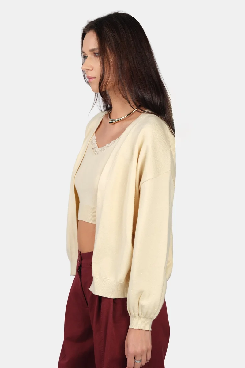 Virgio  Self Design Viscose Lurex Relaxed Fit Open Knit Cardigan for Women for Women | Best Price UAE