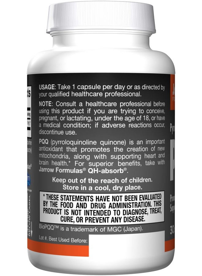 jarrow formulas Pqq 20 Mg 30 Capsules Promotes Mitochondrial Biogenesis Supports Heart & Brain Health 30 Servings  - Image 3