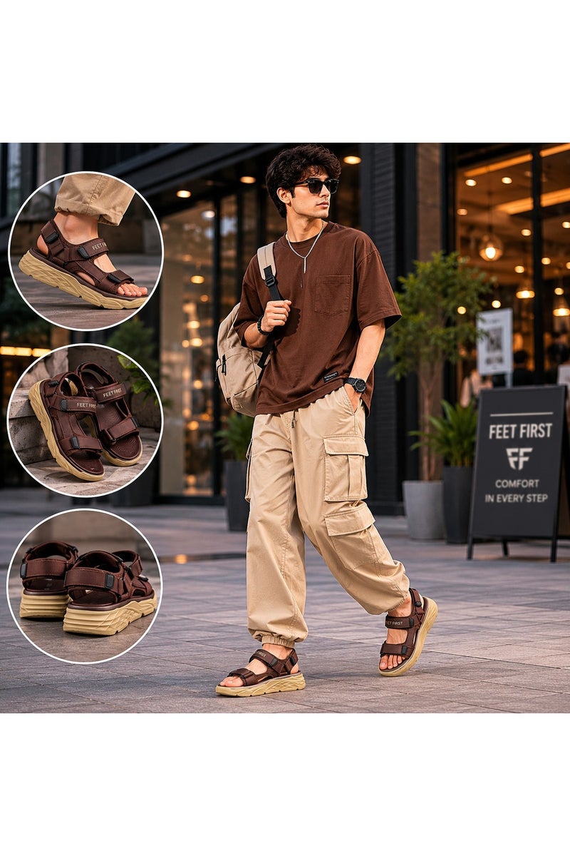 Feet First Men’s Sports Sandals with Adjustable Velcro Straps – Lightweight Comfort Outdoor Walking Sandals - Image 4
