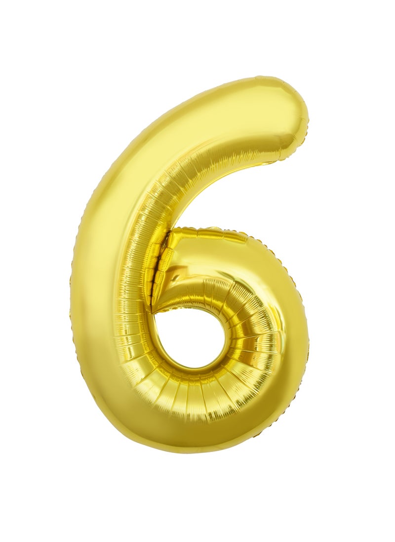 Party Zone Gold Foil Balloon Number 6 53" 