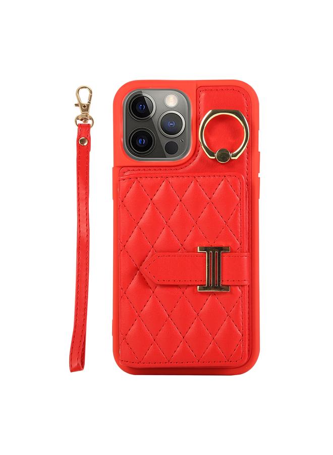 S-TOP Case For iPhone 12 Pro Max Horizontal Card Bag Ring Holder Phone Case with Dual Lanyard - Image 1
