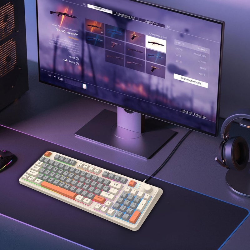 ويندفورج كرافت لوحة مفاتيح ألعاب مضيئة - لوحات مفاتيح كمبيوتر - لوحة مفاتيح ميكانيكية 94 مفتاحًا - لوحة مفاتيح K82 ثلاثية الألوان مضيئة سلكية للكمبيوتر الشخصي للطلاب وموظفي الكمبيوتر - ملحقات الكمبيوتر - بوراتو - Image 2