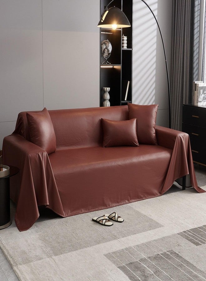 vctops Waterproof Faux PU Leather Sofa Covers for Sectional Sofa Vintage Couch Cover for Dogs Loveseat Covers Futon Cover L Shaped Cover Wipeable Couch Protector (Wine Red,71"x102") - Image 5