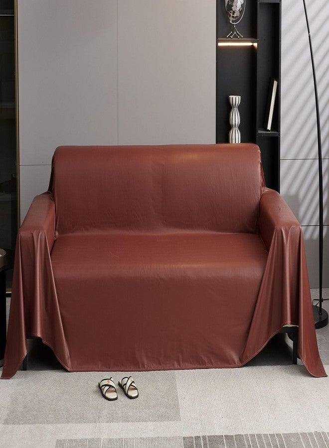 vctops Waterproof Faux PU Leather Sofa Covers for Sectional Sofa Vintage Couch Cover for Dogs Loveseat Covers Futon Cover L Shaped Cover Wipeable Couch Protector (Wine Red,71"x102") - Image 2