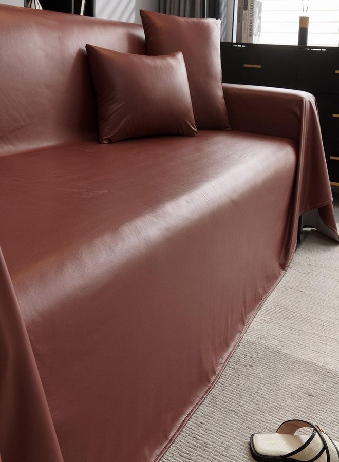 vctops Waterproof Faux PU Leather Sofa Covers for Sectional Sofa Vintage Couch Cover for Dogs Loveseat Covers Futon Cover L Shaped Cover Wipeable Couch Protector (Wine Red,71"x102") - Image 1