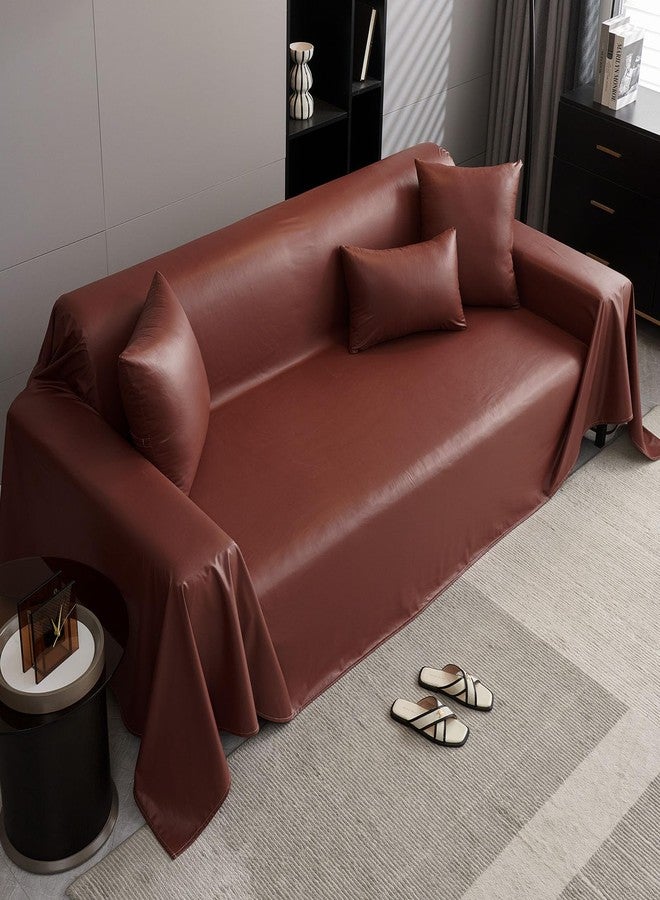 vctops Waterproof Faux PU Leather Sofa Covers for Sectional Sofa Vintage Couch Cover for Dogs Loveseat Covers Futon Cover L Shaped Cover Wipeable Couch Protector (Wine Red,71"x102") - Image 4