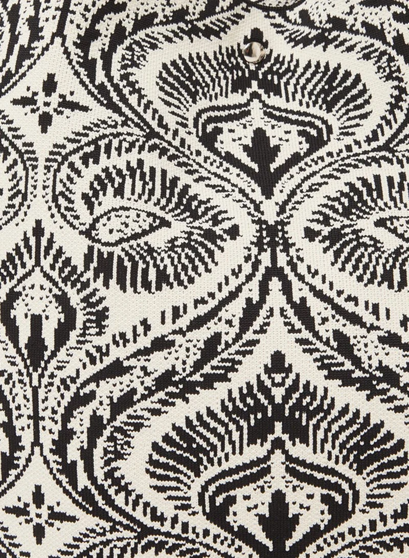 Styli Black and White Patterned Shoulder Tote Bag