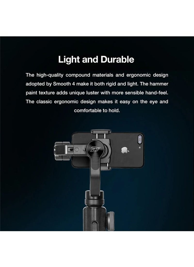Zhiyun - Smooth 4 3-Axis Black Handheld Gimbal stabilizer Portable Stabilizer Camera Mount For Smartphone - Image 1