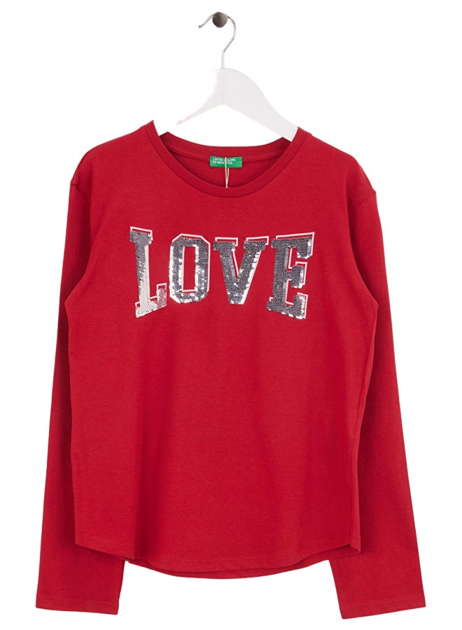 بينيتون تيشيرت بناتي بترتر وأكمام طويلة - Image 1