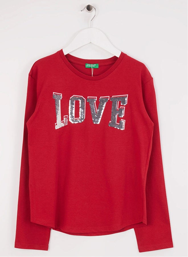 بينيتون تيشيرت بناتي بترتر وأكمام طويلة - Image 2