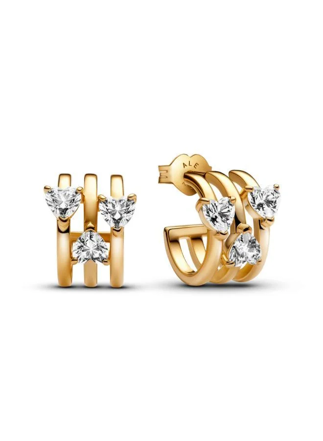 باندورا Triple Heart Hoop Earrings