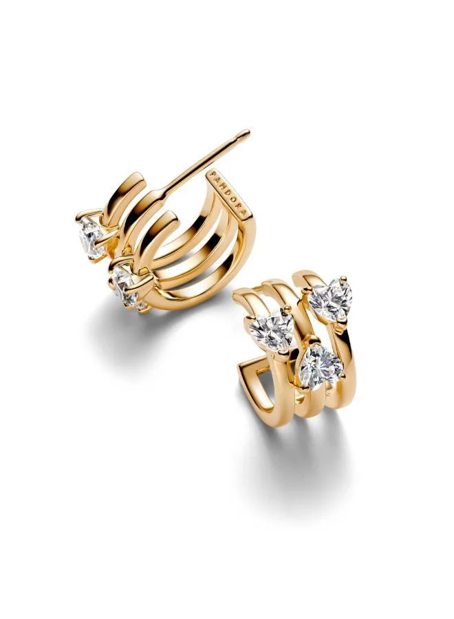 باندورا Triple Heart Hoop Earrings