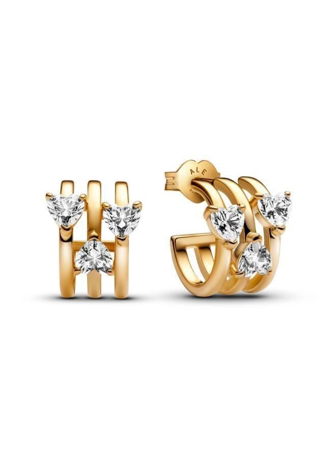 باندورا أقراط دائرية بثلاث قلوب - Image 1