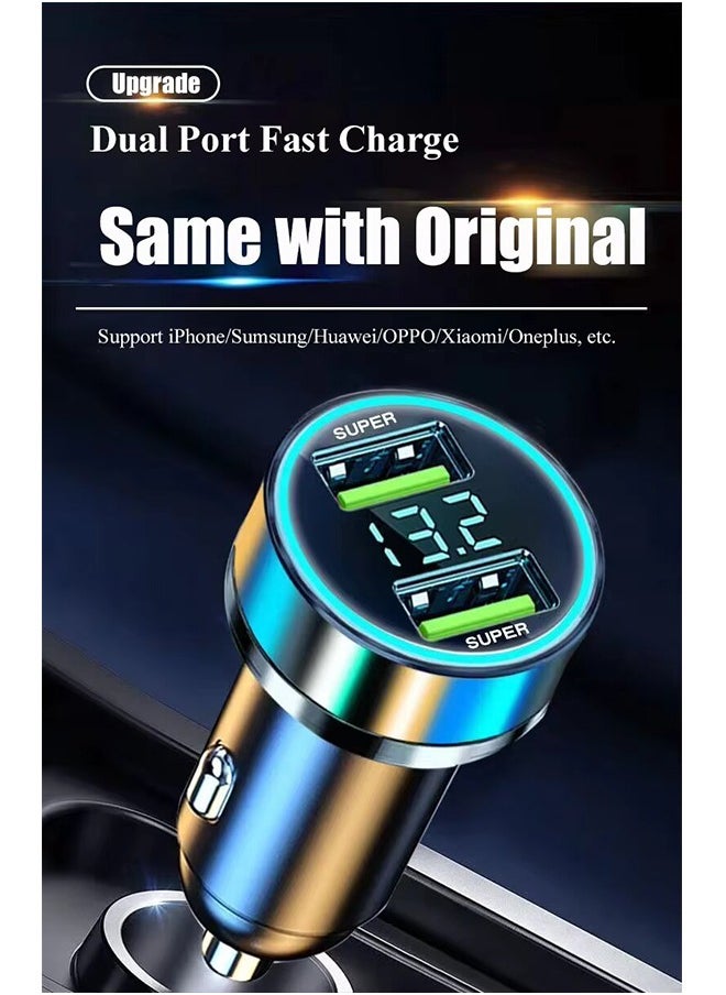 Generic - Universal Magsafe Compatible Smart Car Charger with Dual USB Ports, LED Voltage Display, 18 Process CNC Aluminum Alloy, 5-Level Circuit Protection for iPhone, Tablets, and More - Image 1