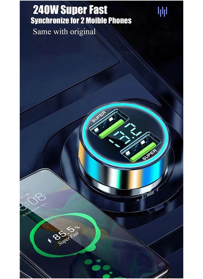 Generic - Universal Magsafe Compatible Smart Car Charger with Dual USB Ports, LED Voltage Display, 18 Process CNC Aluminum Alloy, 5-Level Circuit Protection for iPhone, Tablets, and More - Image 1