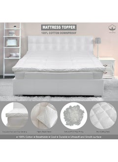 Hotel Linen Klub Hotel Linen Klub Single Mattress Topper 233TC 100% Cotton Fabric with Piping and 4 Sides Elastic Bands 500GSM Soft Firm Extra Thick Fiber Sheet Filling, White, 100 x 200 cm  - Image 3