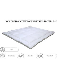 Hotel Linen Klub Hotel Linen Klub Single Mattress Topper 233TC 100% Cotton Fabric with Piping and 4 Sides Elastic Bands 500GSM Soft Firm Extra Thick Fiber Sheet Filling, White, 100 x 200 cm  - Image 2
