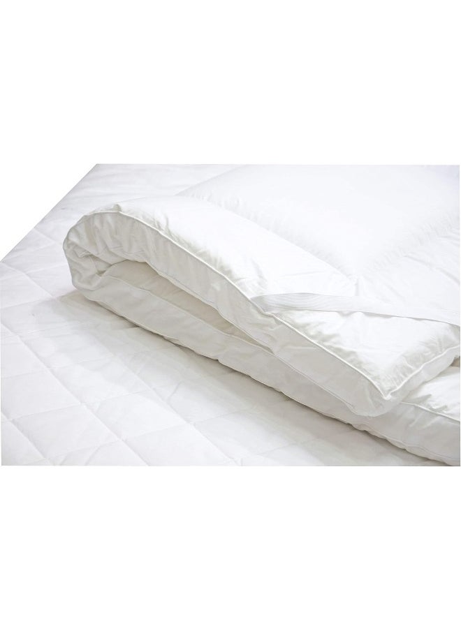 Hotel Linen Klub Hotel Linen Klub Single Mattress Topper 233TC 100% Cotton Fabric with Piping and 4 Sides Elastic Bands 500GSM Soft Firm Extra Thick Fiber Sheet Filling, White, 100 x 200 cm  - Image 1