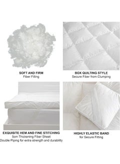Hotel Linen Klub Hotel Linen Klub Single Mattress Topper 233TC 100% Cotton Fabric with Piping and 4 Sides Elastic Bands 500GSM Soft Firm Extra Thick Fiber Sheet Filling, White, 100 x 200 cm  - Image 4