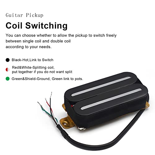 SAPHUE Electric Guitar Humbucker Dual Rail Guitar Bridge Pickup with 57mm Steel Pole Black - Image 2