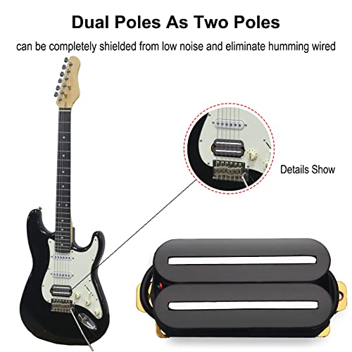 SAPHUE Electric Guitar Humbucker Dual Rail Guitar Bridge Pickup with 57mm Steel Pole Black - Image 3