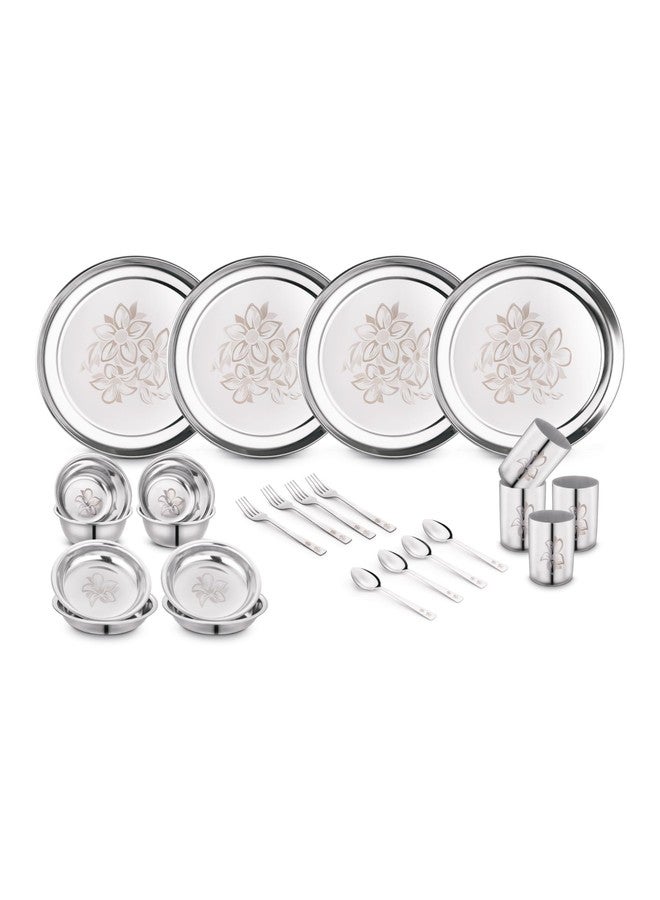 Classic Essentials Stainless Steel Dinner Set|Serves 4 People|Heavy Gauge|Kitchen Set|Permanent Laser-Glory, Set of 24 - Image 1