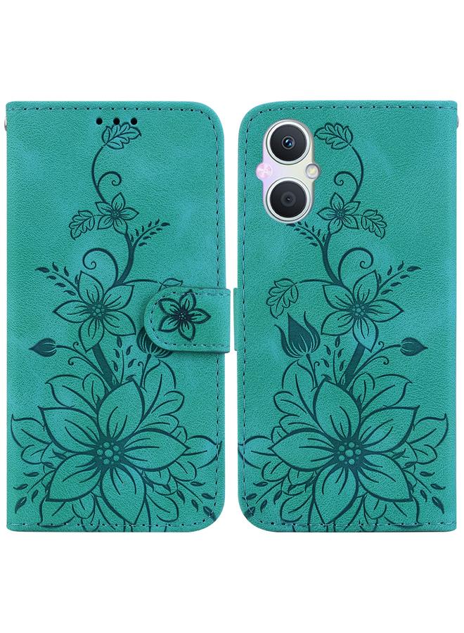 اس-توب جراب لهاتف OPPO A96 5G / Reno7 Z 5G جراب هاتف جلدي منقوش بزهرة الزنبق - Image 1