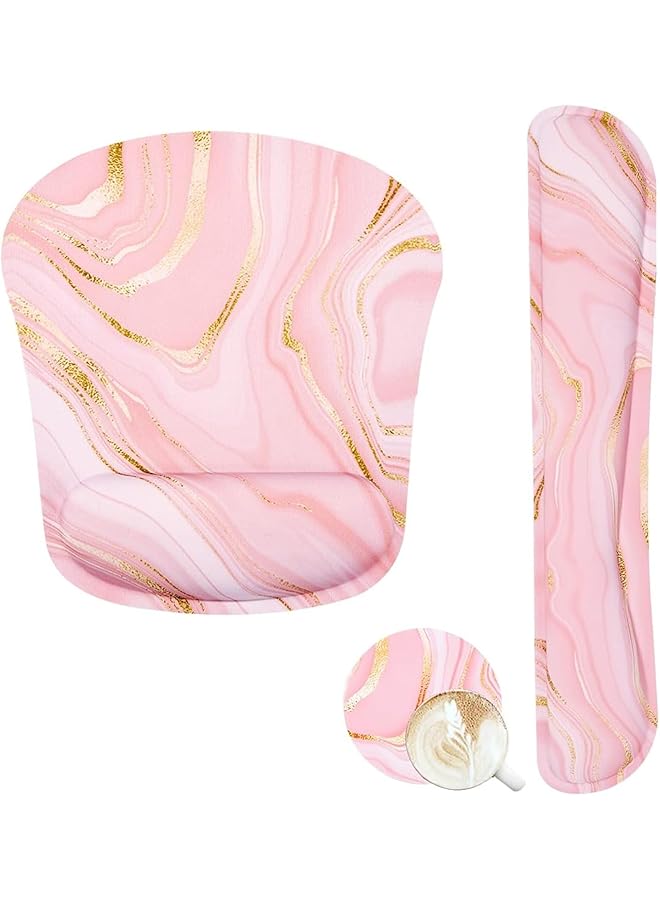 X spring Mouse Pad With Wrist Rest Set Memory Foam Ergonomic Keyboard Wrist Rest Pad Mouse Pad And Keyboard Wrist Rest Support Pain Relief For Computer Gaming Desk Home Office Pink - Image 1