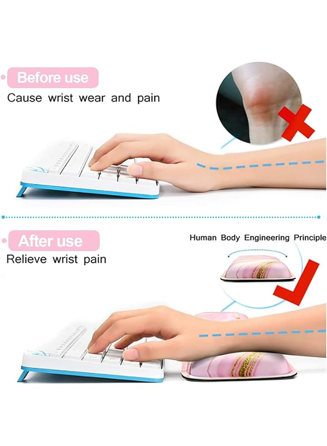 X spring Mouse Pad With Wrist Rest Set Memory Foam Ergonomic Keyboard Wrist Rest Pad Mouse Pad And Keyboard Wrist Rest Support Pain Relief For Computer Gaming Desk Home Office Pink - Image 5