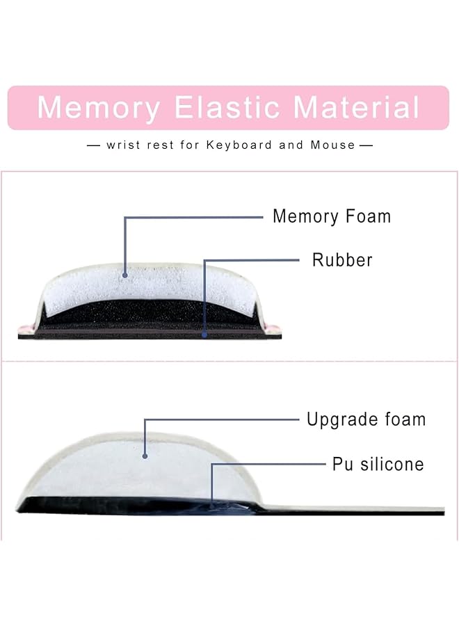X spring Mouse Pad With Wrist Rest Set Memory Foam Ergonomic Keyboard Wrist Rest Pad Mouse Pad And Keyboard Wrist Rest Support Pain Relief For Computer Gaming Desk Home Office Pink - Image 4