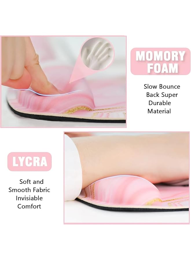 X spring Mouse Pad With Wrist Rest Set Memory Foam Ergonomic Keyboard Wrist Rest Pad Mouse Pad And Keyboard Wrist Rest Support Pain Relief For Computer Gaming Desk Home Office Pink - Image 2