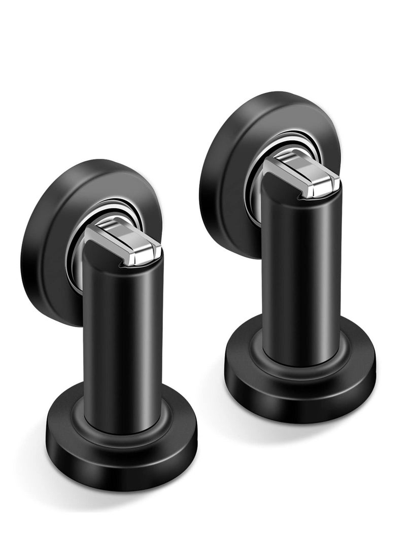 Magnetic Door Stopper, Heavy Duty Stainless Steel Door Holder, Easy to Install Modern Wall/Ground Mount Door Catch for Bottom Door Security, Black, 2 Pack  - Image 1