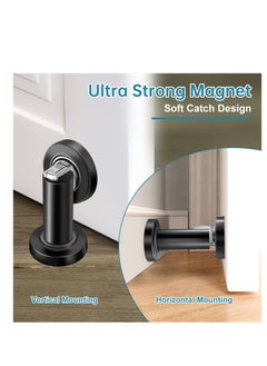 Generic Magnetic Door Stopper, Heavy Duty Stainless Steel Door Holder, Easy to Install Modern Wall/Ground Mount Door Catch for Bottom Door Security, Black, 2 Pack  - Image 2