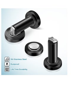 Generic Magnetic Door Stopper, Heavy Duty Stainless Steel Door Holder, Easy to Install Modern Wall/Ground Mount Door Catch for Bottom Door Security, Black, 2 Pack  - Image 3