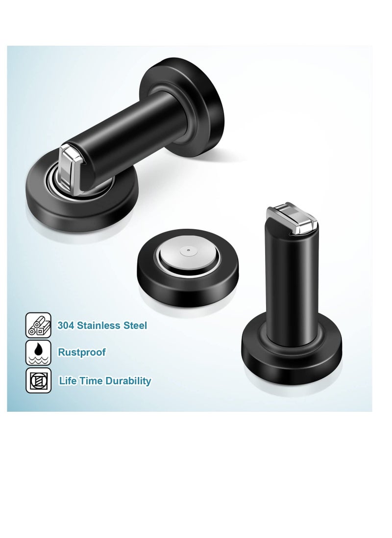 Magnetic Door Stopper, Heavy Duty Stainless Steel Door Holder, Easy to Install Modern Wall/Ground Mount Door Catch for Bottom Door Security, Black, 2 Pack  - Image 3