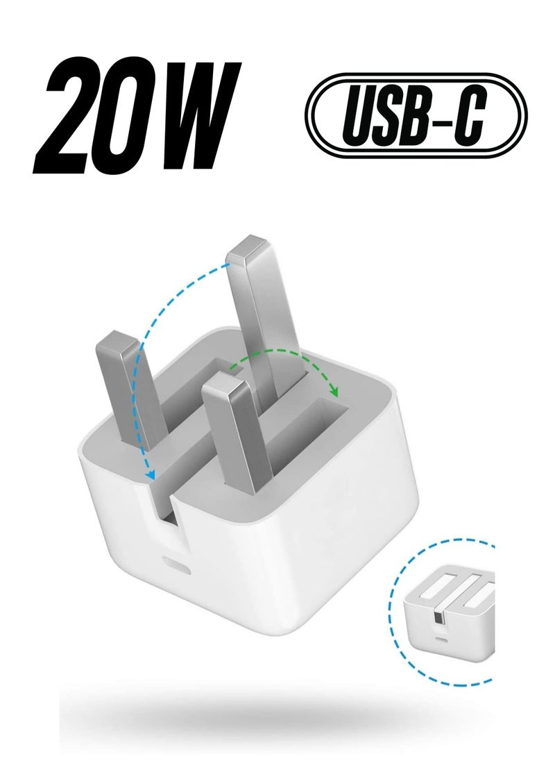 Generic 20W PD Foldable Fast Charging Wall Adapter Compatible with Apple iPhone13 Pro Max/13 Pro Max/SE/iPad  - Image 1