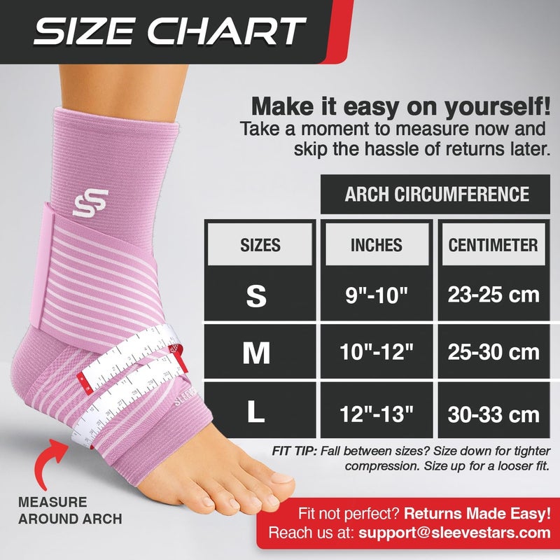 Sleeve Stars Ankle Brace for Men and Women - Compression Sleeve for Sprained Ankle and Plantar Fasciitis Relief with Adjustable Strap (Medium, Baby Pink) - Image 5