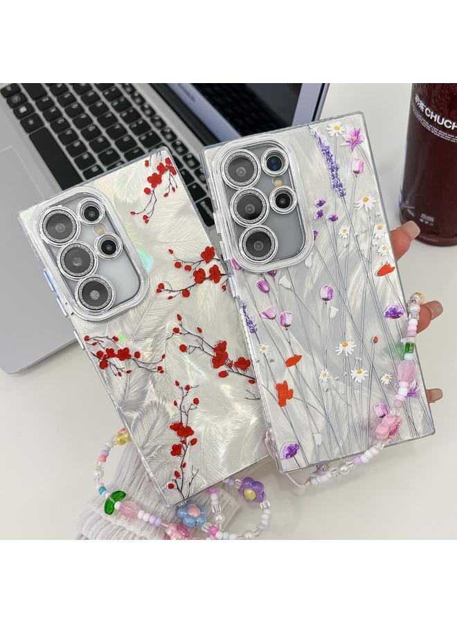 S-TOP Case For Samsung Galaxy S24 FE 5G Electroplating Flower Texture Wristband TPU Phone Case - Image 2