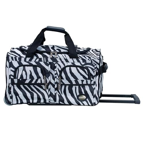 Rockland Rolling Duffel Bag, Zebra, 22" - Image 1