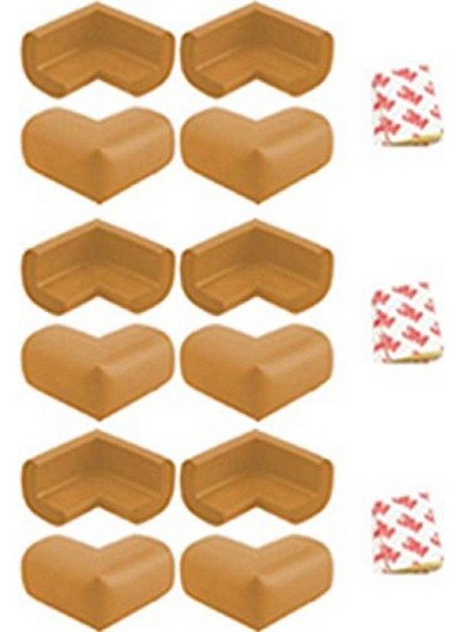 Kuhu Creations Premium Baby Kids Safety Corner Edge Cushion Protector Guard. (12 Units Wooden Brown) - Image 1