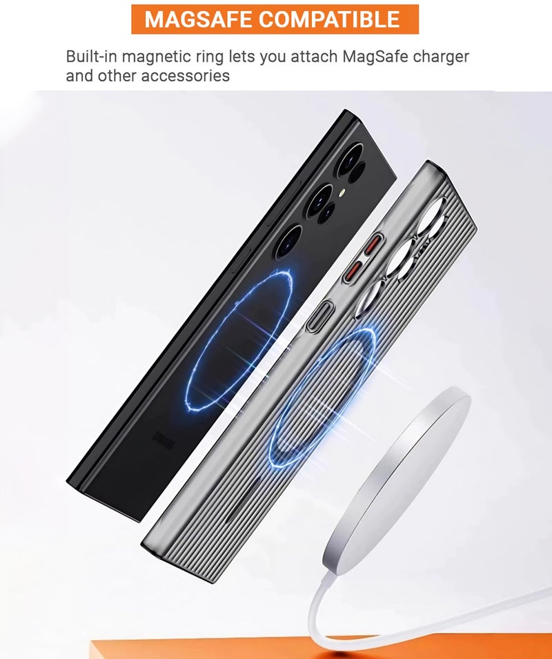 Kapa Matte Magnetic Wave Grip Back Cover for Samsung Galaxy S25 | [MagSafe Compatible] Wireless Charging, Slim, Metal Buttons Frosted Back Case (White) - Image 3