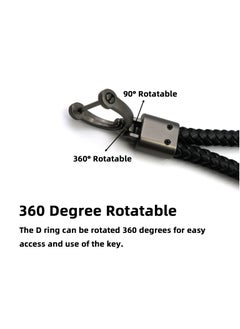 Teuuea 5 Pieces Universal Leather Keychain with Sturdy Metal Keyring Braided Leather Rope, 360 Degree Rotatable D-ring, Matte Black and Gray Car Key Chain Organizer, for Men Women with 5 Screwdriver  - Image 4