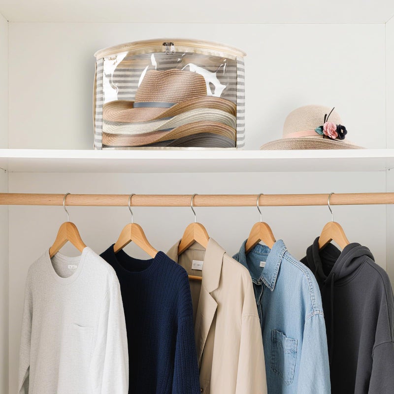 ComfortKeeper 1 Pack Hat Storage Box with Clear Window, Holds up to 7 Caps Cowboy Hat Organizer Bag for Closet for Wide Brim Hats with Carrying Handles, Gray - Image 2