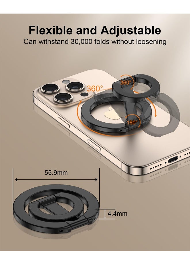 Black 360° Rotatable Double Sided Magnetic Phone Ring Grip MagSafe Kickstand Accessory - Image 3