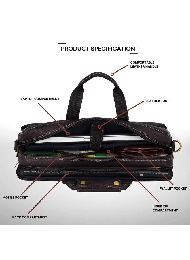 Wildhorn حقيبة مكتب جلدية أصلية من وايلد هورن للرجال | حقيبة جلدية أنيقة للمسؤولين | حقيبة لابتوب بحجم 15.6 بوصة مع حزام قابل للتعديل وفتحات متعددة | ضمان لمدة سنة - Image 4