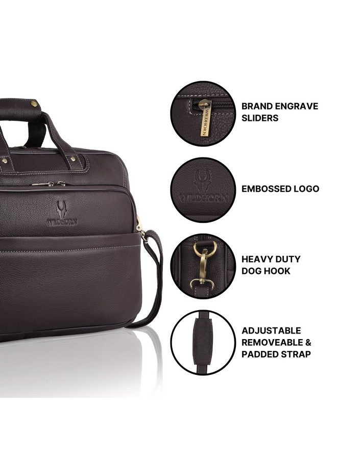 Wildhorn حقيبة مكتب جلدية أصلية من وايلد هورن للرجال | حقيبة جلدية أنيقة للمسؤولين | حقيبة لابتوب بحجم 15.6 بوصة مع حزام قابل للتعديل وفتحات متعددة | ضمان لمدة سنة - Image 5