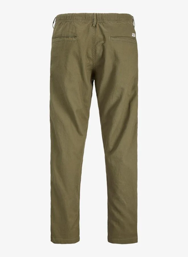 JACK & JONES Men Green Solid Relaxed Fit Pants