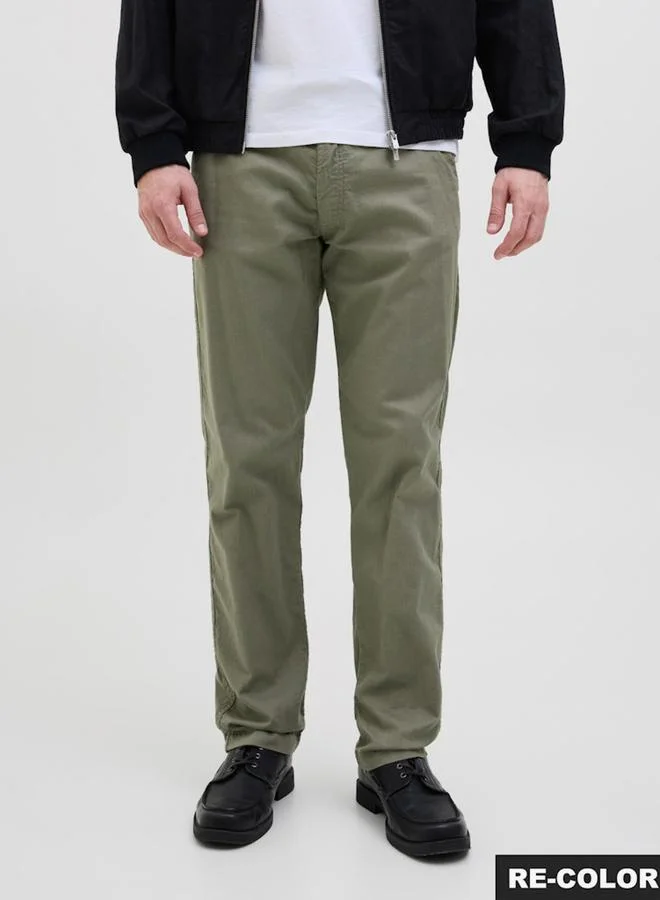 JACK & JONES Men Green Solid Relaxed Fit Pants